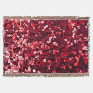 Red Glitter Heart: Minimalist Texture. Throw Blanket