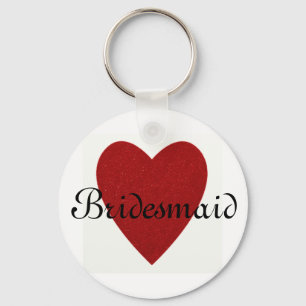 Red Glitter Heart Personalised Bridesmaid Key Ring