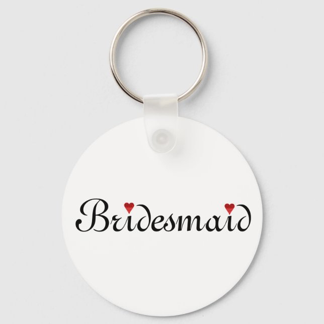 Red Glitter Heart Personalised Bridesmaid Key Ring (Front)