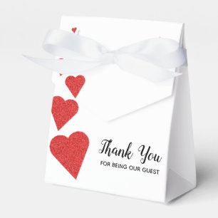 Red Glitter Hearts Favour Box