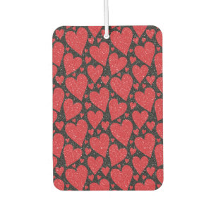 Red Glitter Hearts Pattern Car Air Freshener