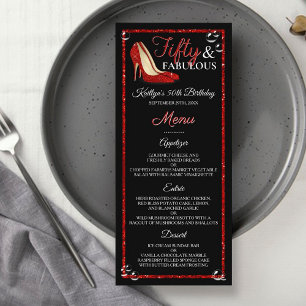 Red Glitter High Heels   Fifty & Fabulous Birthday Menu