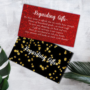 Red Glitter Honeymoon Fund bridal shower wedding Enclosure Card