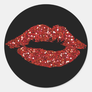 Red Glitter Kiss on Black  Background Stickers