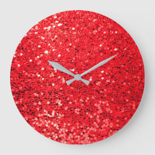Red Glitter Large Clock