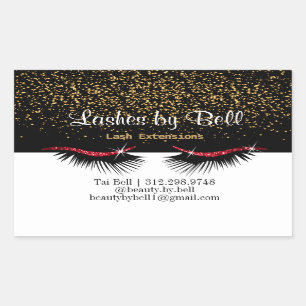 Red Glitter Lashes Rectangular Sticker