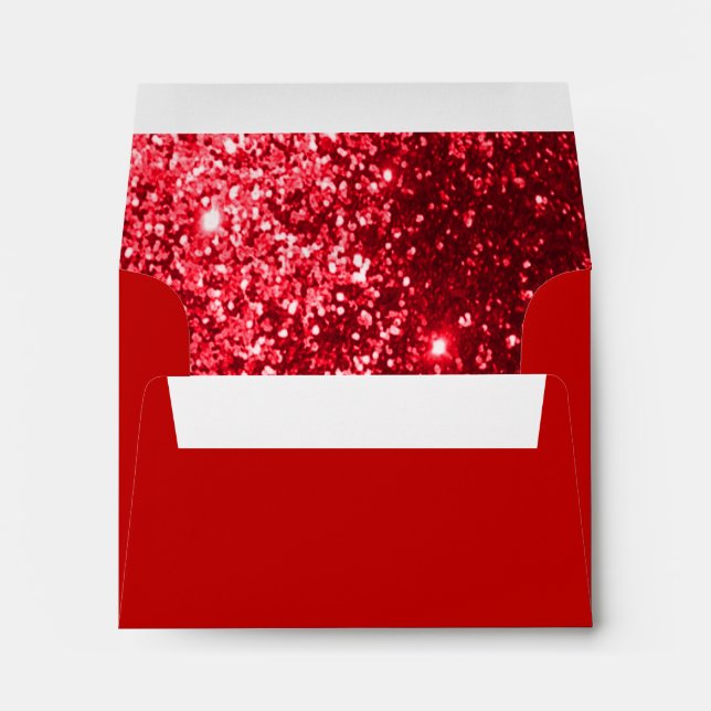 Red Glitter Lined on Red Envelope (Back (Bottom))