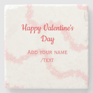 Red glitter lines happy Valentine's day spiral nam Stone Coaster