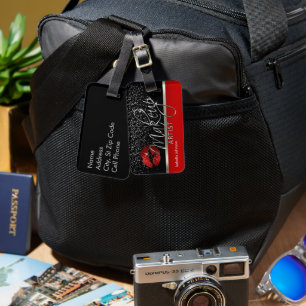 Red Glitter Lip 💋 Makeup Artist Luggage Tag