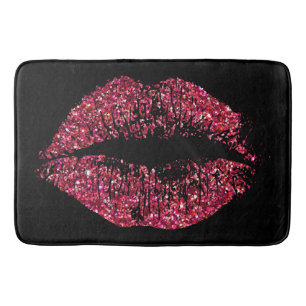 Red Glitter Lips #2 Bath Mat