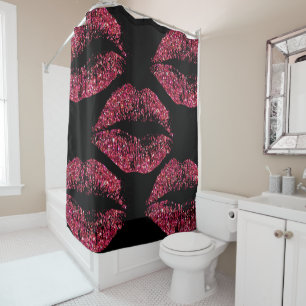 Red Glitter Lips #3 Shower Curtain