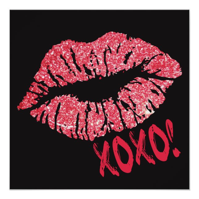 Red Glitter Lips XOXO Poster (Front)