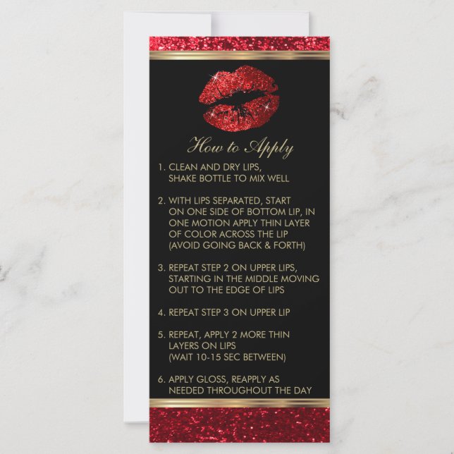 Red Glitter  Lipsense Senegence  Instructions (Front)