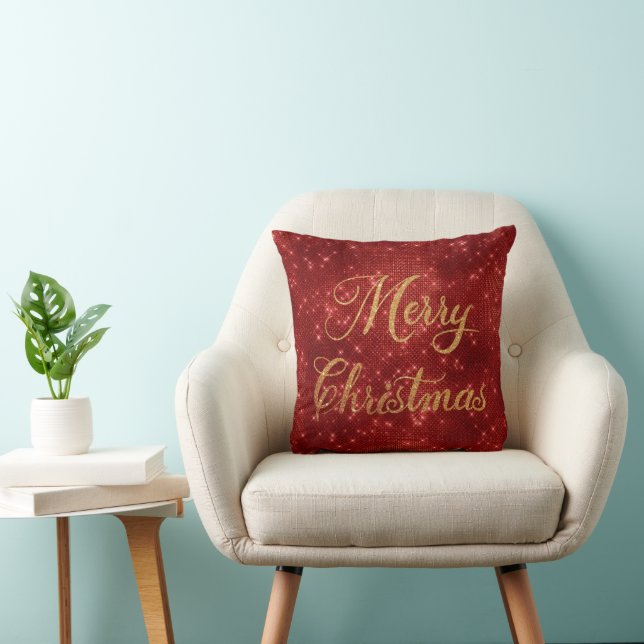 Red glitter merry christmas cushion (Chair)