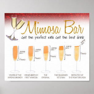 Red Glitter Mimosa Bar Bridal brunch Sign