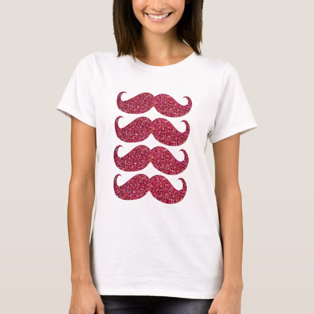 Red Glitter Moustache #2 T-Shirt (Front)
