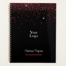 Red Glitter on Black Background Weekly Monthly