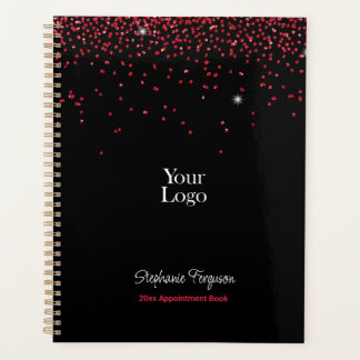 Red Glitter on Black Background Weekly Monthly Planner