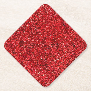 Red Glitter  Paper Coaster