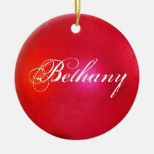 Red Glitter Personalised Holiday Ceramic Ornament