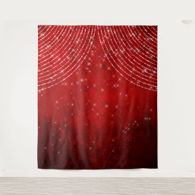 Red Glitter Photo Booth Backdrop Tapestry (Front)