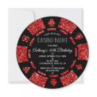 Red Glitter Poker Chip Casino Night Party