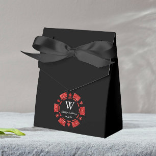 Red Glitter Poker Chip Casino Wedding Favour Box