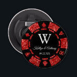 Red Glitter Poker Chip Casino Wedding Party Favour Bottle Opener<br><div class="desc">Celebrate in style with this trendy poker chip bottle opener. The design is easy to personalise with your own wording and your family and friends will be thrilled when they receive this fabulous party favour.</div>