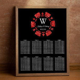 Red Glitter Poker Chip Casino Wedding Poster