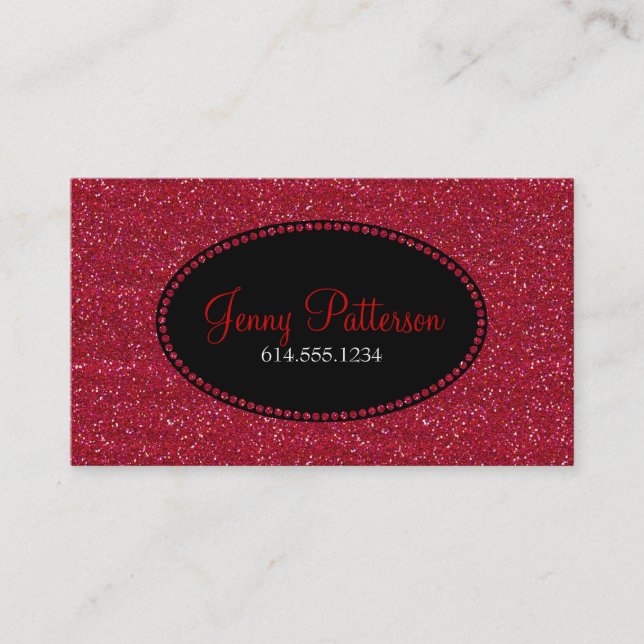Red Glitter Pretty Elegant Business Cards (Front)