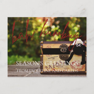 Red Glitter Script Bah Humbug Christmas Card