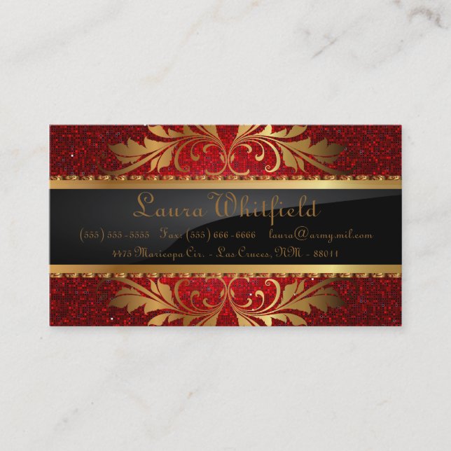 Red Glitter Sequin Disco Glitz Business Card (Front)
