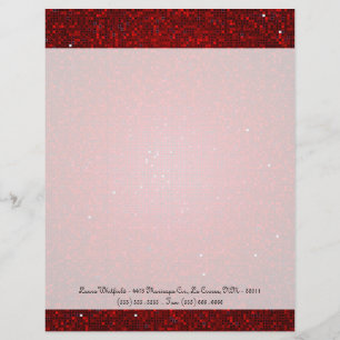 Red Glitter Sequin Disco Letterhead Stationery
