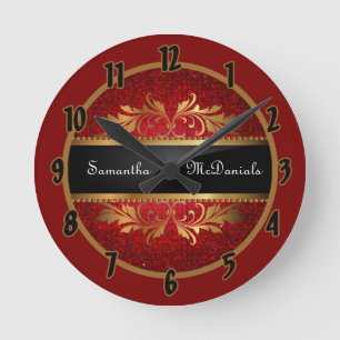 Red Glitter Sequin Disco Personalised Clock