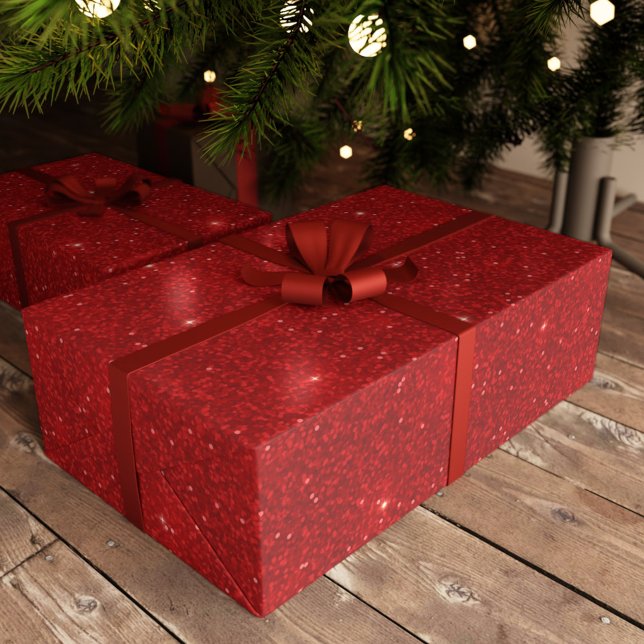 Red Glitter Shimmer Shiny Christmas  Wrapping Paper (Creator Uploaded)