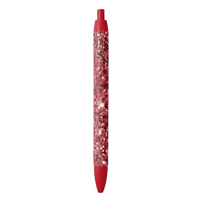 Red Glitter Sparkle         Black Ink Pen (Front Vertical)