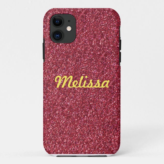 Red glitter sparkle with your name Case-Mate iPhone case (Back)