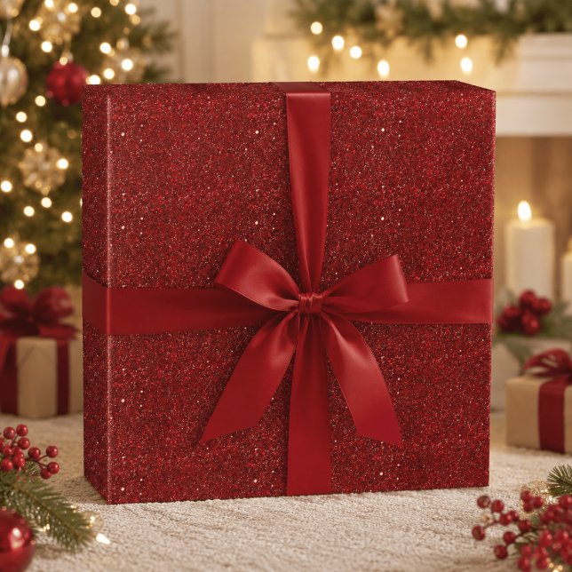 Red Glitter Sparkle Wrapping Paper (Creator Uploaded)