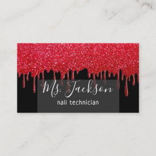 Red Glitter Sparkles Beauty Nail Hair Salon Spa Business Card