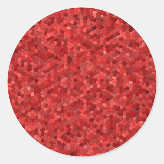 Red glitter tile design classic round sticker (Front)