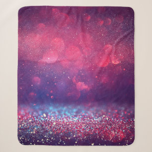 Red glitter vintage lights background. sherpa blanket