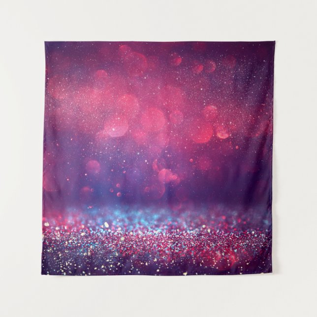 Red glitter vintage lights background. tapestry (Front)