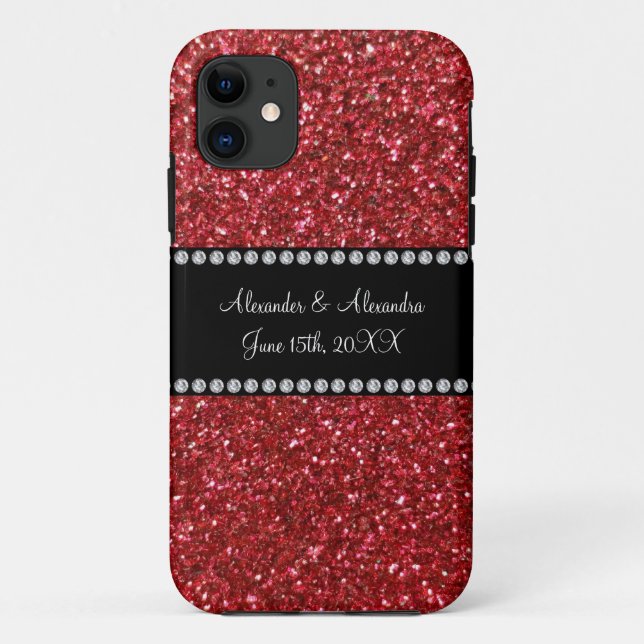 Red glitter wedding favours Case-Mate iPhone case (Back)