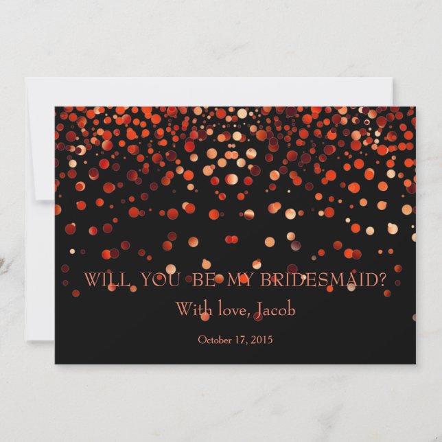 Red Glitter Will You Be My Bridesmaid Invitation (Front)
