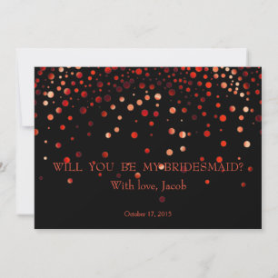 Red Glitter Will You Be My Bridesmaid Invitation
