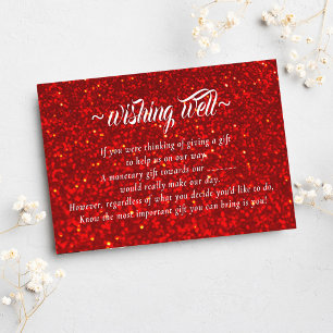 Red Glitter Wishing Well For Wedding Enclosure Card
