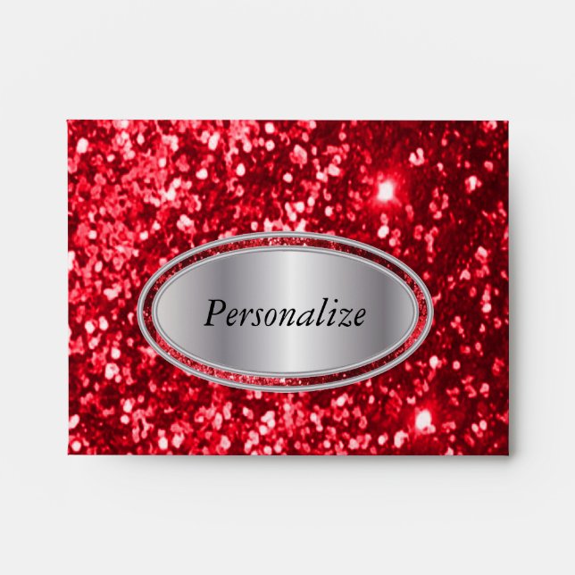 Red Glitter with Silver Name Plate Envelope (Front)