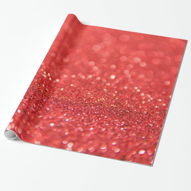 Red Glitter Wrapping Paper (Unrolled)