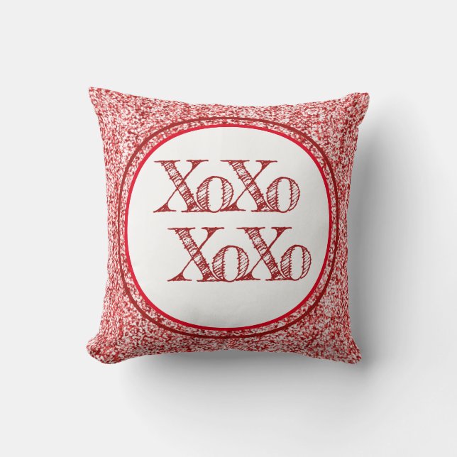Red Glitter XOXO Cushion (Front)