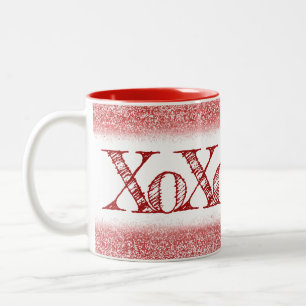 Red Glitter XOXO Two-Tone Coffee Mug